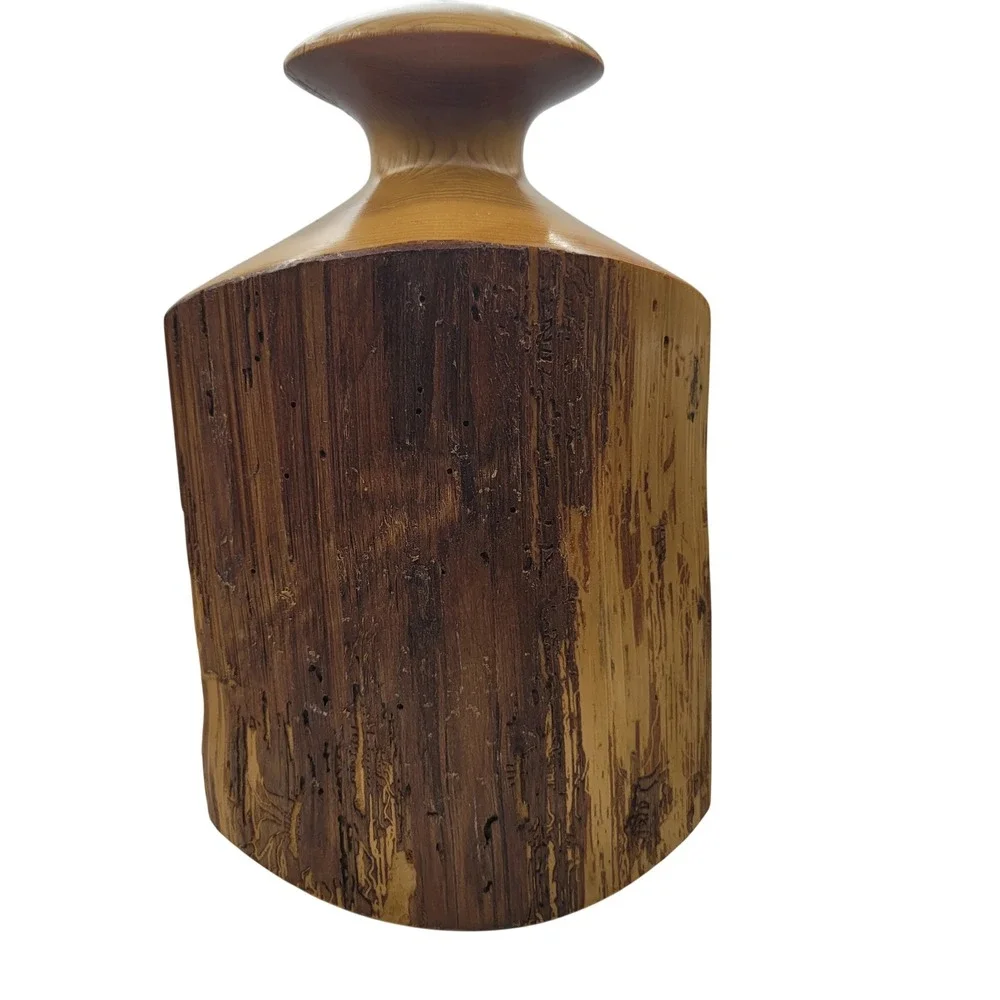 Kenneth H Schuster Hand Carved‎ Wood Candle Holder Upper Peninsula Michigan